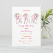 Piggy Triplets Baby shower Piglet Meisje Boerderij Kaart (Staand voorkant)