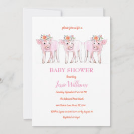 Piggy Triplets Baby shower Piglet Meisje Boerderij Kaart
