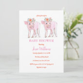 Piggy Twins Baby shower Biglet Meisje Boerderij Di Kaart (Staand voorkant)