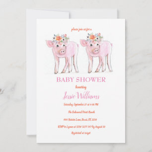 Piggy Twins Baby shower Biglet Meisje Boerderij Di Kaart