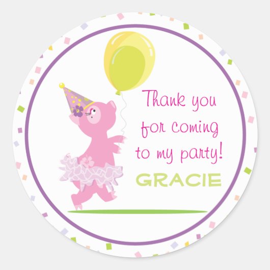 Piggy Verjaardagsfeestje - Favor Sticker (Voorkant)
