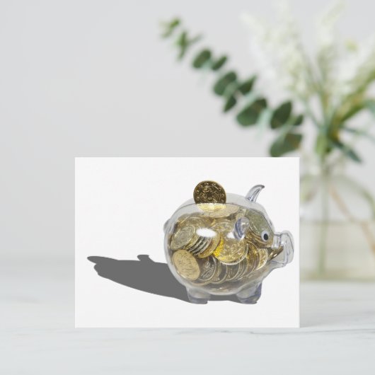 PiggyBankGoldCoins102410 Briefkaart (Staand voorkant)