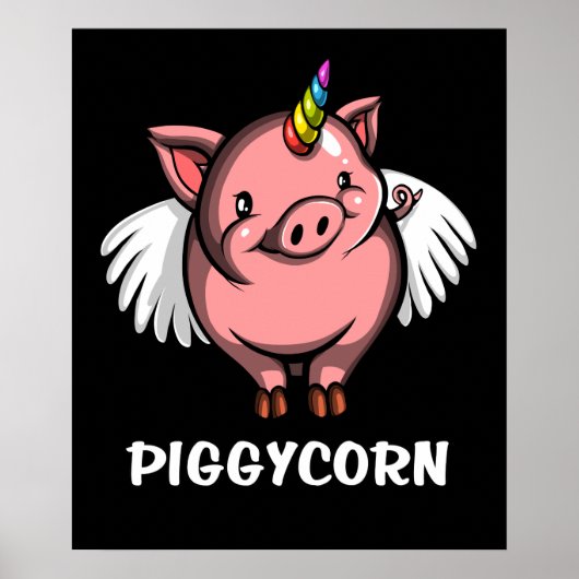 Piggycorn Pig Unicorn Magisch Boerderij Dier Poster (Voorkant)