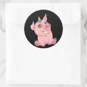 Piggycorn Rainbow Grappig Varken Eenhoorn Ronde Sticker (Tas)