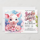 Piggy's Boho Farmyard Blooms Baby shower Kaart (Voorkant)
