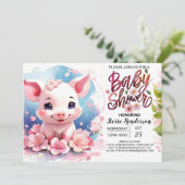 Piggy's Boho Farmyard Blooms Baby shower Kaart (Staand voorkant)