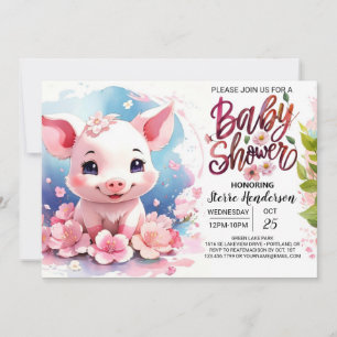 Piggy's Boho Farmyard Blooms Baby shower Kaart
