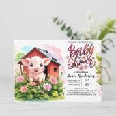 Piggy's Pink Paradise Boho Baby shower Kaart (Staand voorkant)