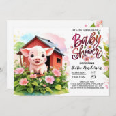 Piggy's Pink Paradise Boho Baby shower Kaart (Voorkant / Achterkant)