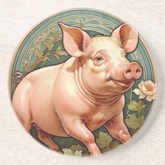 Piglet Coaster Zandsteen Onderzetter (Voorkant)