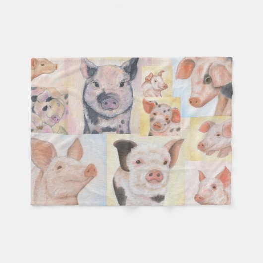 Piglet Collage fleece Deken (Voorkant (Horizontaal))