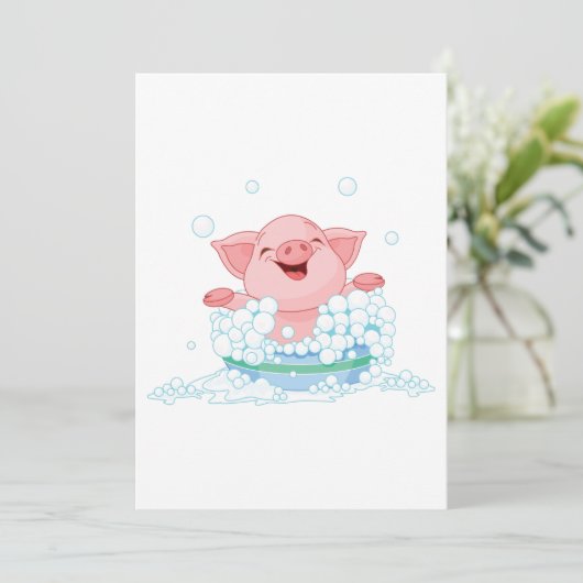 Piglet die een adem-uitnodiging inneemt kaart (Staand voorkant)