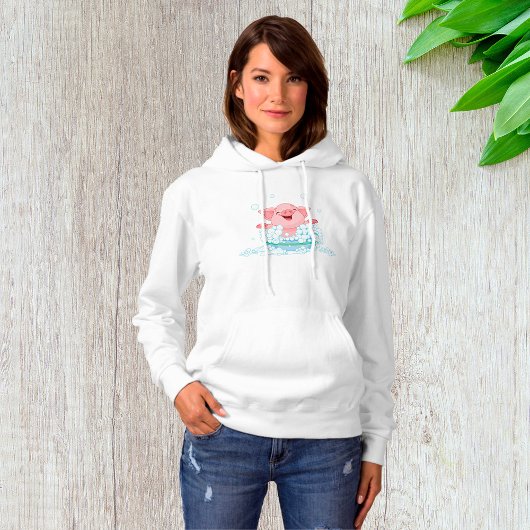 Piglet die een Womens Hoodie van een Bath neemt
