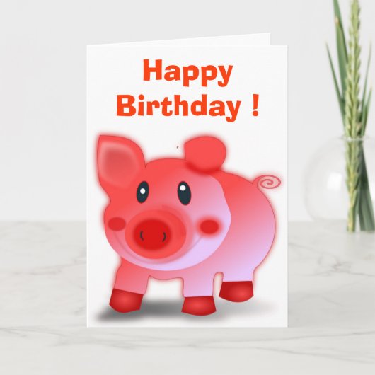 PIGLET "HAPPY BIRTHDAY" KAART (Voorkant)