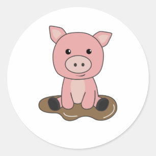 Piglet Piglet Mud Puddle Mud Ronde Sticker