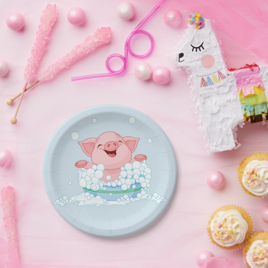 Piglet Taking A Bath Paper Plates Papieren Bordje (Feest)
