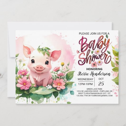 Piglet's Farmyard Paradise Baby shower Kaart (Voorkant)