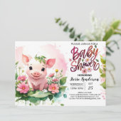 Piglet's Farmyard Paradise Baby shower Kaart (Staand voorkant)