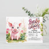Piglet's Garden Boerderij Baby shower Kaart (Staand voorkant)