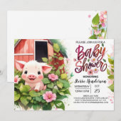 Piglet's Paradise Boho Farmyard Baby shower Kaart (Voorkant / Achterkant)