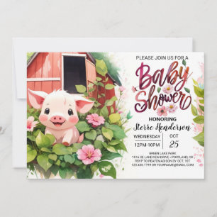 Piglet's Paradise Boho Farmyard Baby shower Kaart