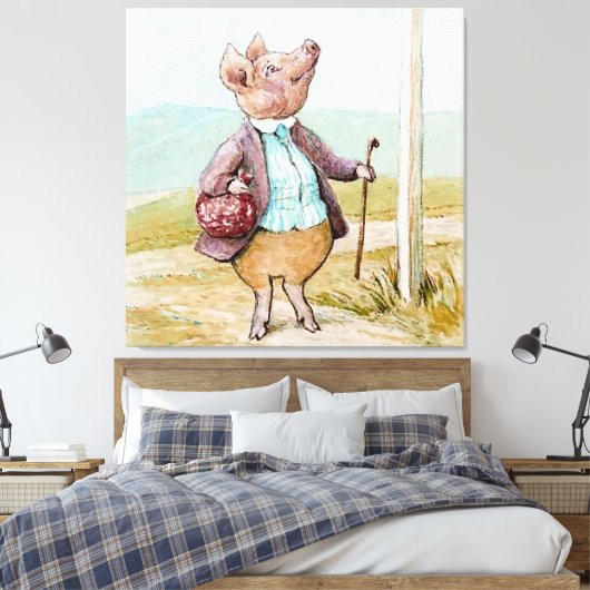 Pigling Bland Going to Market van Beatrix Potter Canvas Afdruk (Insitu (Slaapkamer))