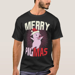 Pigmas Happy Pig Santa Hat Merry Kerstmis T-shirt