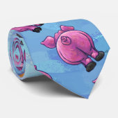 Pigpatroon hoofden en rails stropdas (Opgerold)