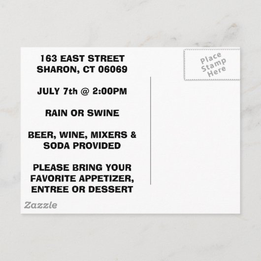 PigRoast Uitnodiging Briefkaart (Achterkant)