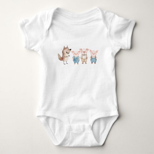 Pigs and Bad Wolf cartoon Romper (Voorkant)