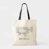 Pigs Boerderij Girl Barnyard Hand Drawn Animal Tote Bag (Voorkant)