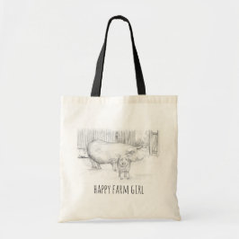 Pigs Boerderij Girl Barnyard Hand Drawn Animal Tote Bag