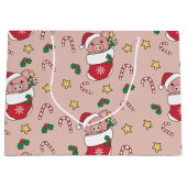 Pigs-feestdag met kerstwinter groot cadeauzakje (Voorkant)