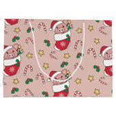 Pigs-feestdag met kerstwinter groot cadeauzakje (Achterkant)