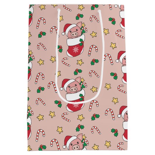 Pigs-feestdag met kerstwinter medium cadeauzakje (Achterkant)