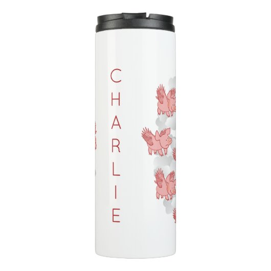 Pigs Fly aangepaste naam tumbler Thermosbeker (Achterkant)