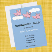 Pigs Fly Funny Retirement Party Invitation Kaart
