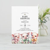 Pigs Gender Neutral Baby shower Invitation Kaart (Staand voorkant)