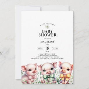 Pigs Gender Neutral Baby shower Invitation Kaart