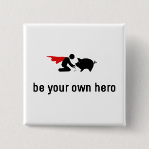 Pigs Hero Vierkante Button 5,1 Cm