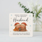 Pigs in Blankets Christmas Card for Husband Feestdagenkaart (Staand voorkant)