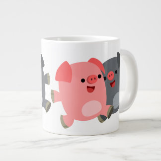 Pigs Jumbo Mok Cute Black en White Cartoon