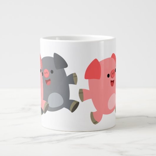 Pigs Jumbo Mok Cute Black en White Cartoon (Voorkant)