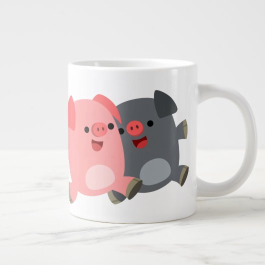 Pigs Jumbo Mok Cute Black en White Cartoon (Rechts)