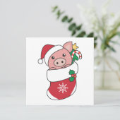 Pigs-kerstwinter winterdieren Varkensholiday Feestdagenkaart (Staand voorkant)