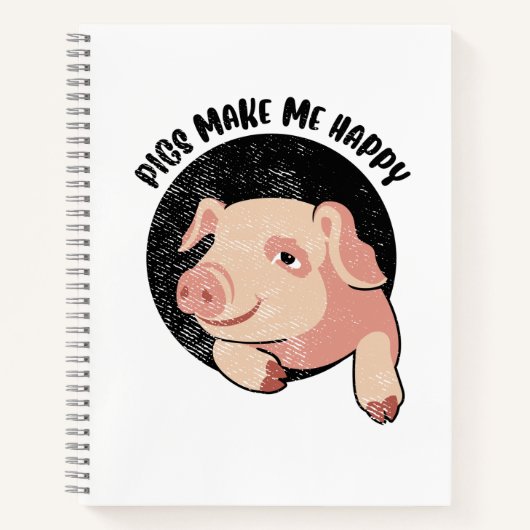Pigs Make Me Happy Notitieboek (Voorkant)