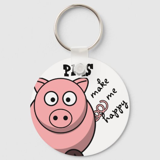 Pigs Make Me Happy Sleutelhanger (Voorkant)