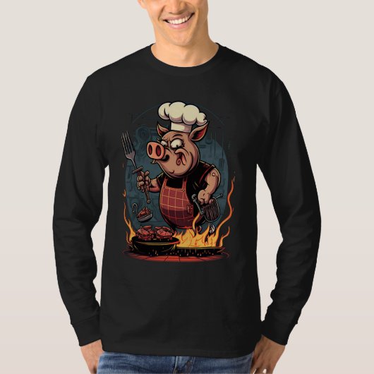 Pig's Meat Pig Grilling Steak T-shirt (Voorkant)