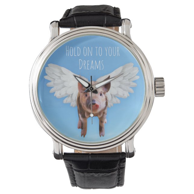 Pigs Might Funny Quirky Horloge (Voorkant)