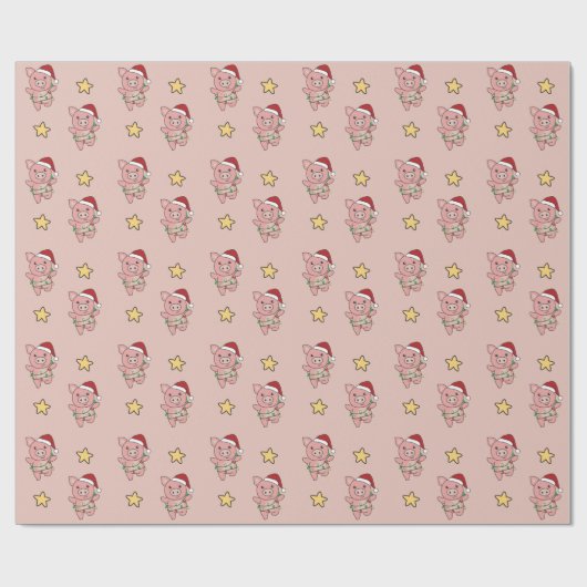 Pigs-parelpapier voor kerstwinterdieren cadeaupapier (Vlak)